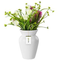 botle Keramická váza na květiny Bílá lesklá V 19,5 cm D 8 cm Dekorativní stolní váza Květinová dekorace Orchidej Moderní glamour