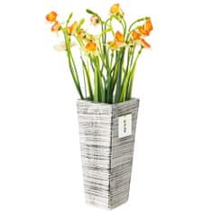 botle Keramická váza na květiny bílá černý lesk V 25 cm Dekorativní stolní váza čtvercová květinová dekorace orchidej moderní glamour