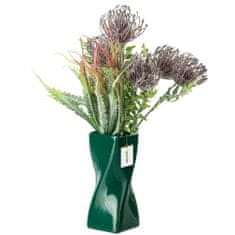 botle Keramická váza na květiny Tmavě zelený lesk V 19 cm Dekorativní stolní váza Twist Flowers Decoration Orchid Modern Glamour