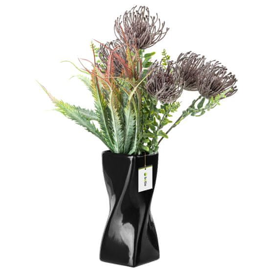 botle Keramická váza na květiny Černý lesk V 19 cm Dekorativní stolní váza Twist Flowers Dekorace Orchidej Modern Glamour