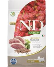 Farmina Granule pro psy N&D dog QUINOA (GF) adult mini, kastrovaný, kachna, brokolice a chřest 0,8 kg