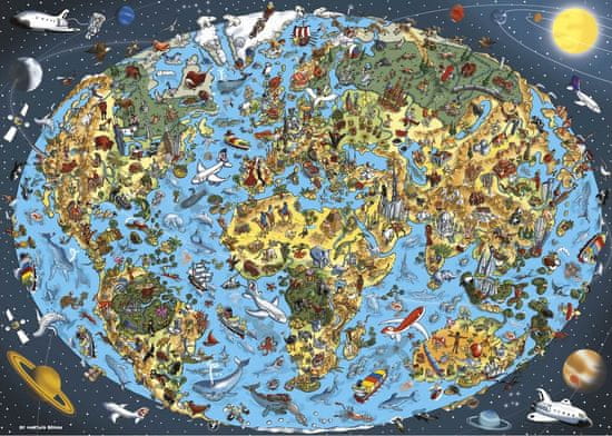 Dino Puzzle Kreslená mapa světa 1000 dílků