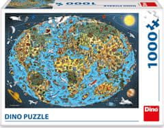 Dino Puzzle Kreslená mapa světa 1000 dílků