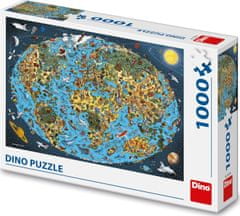 Dino Puzzle Kreslená mapa světa 1000 dílků