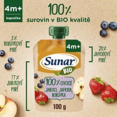 Sunar BIO ovocná kapsička jablko, jahoda, borůvka 12 x 100 g