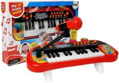 shumee Klávesnice Piano 24 kláves USB mikrofon červený