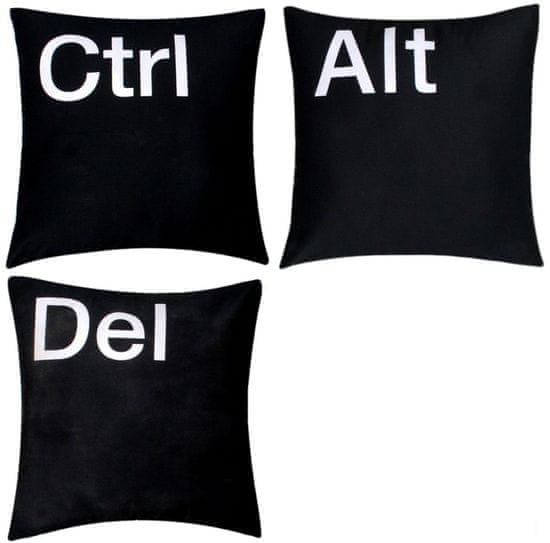 Daklos Ctrl Alt Del Esc polštář 100% bavlna - 40 cm x 40 cm - černé - 3 set - Ctrl Alt Del