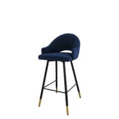 Veneti Čalouněná barová židle HILARY - černá / zlatá / modrá