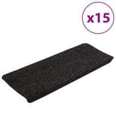 Vidaxl Samolepicí nášlapy na schody 15 ks 65x24,5x3,5 cm antracitové