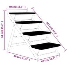 Petromila Schůdky pro psy šedé 105 x 47 cm masivní jedlové dřevo