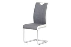 Autronic Moderní jídelní židle Jídelní židle chrom / šedá látka + bílá koženka (DCL-410 GREY2)