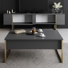 Hanah Home TV stolek Luxe - Anthracite, Gold, Antracitová, Zlatá