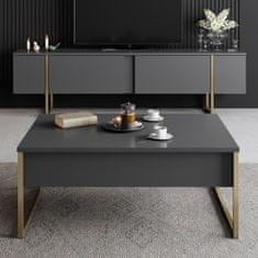 Hanah Home TV stolek Luxe - Anthracite, Gold, Antracitová, Zlatá