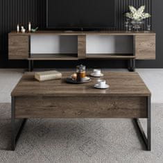 Hanah Home TV stolek Luxe - Walnut, Black, Ořech, Černá