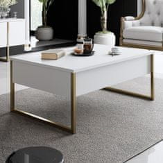 Hanah Home Konferenční stolek Luxe - White, Gold, Bílá, Zlatá