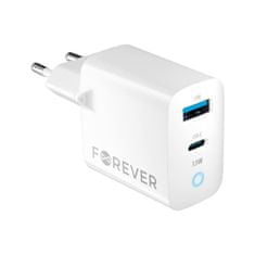 Forever rychlonabíječka do sítě GaN TC-06-33AC PD QC charger 1× USB-C 1× USB 33 W bílá (GSM171395) - rozbaleno