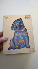 Woodly Dřevěné puzzle – Cute Pug - Pes / Mops, M