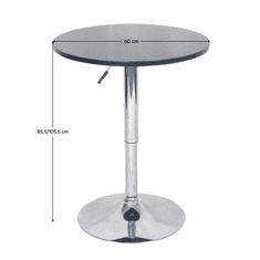 BPS-koupelny Barový stůl s nastavitelnou výškou, černá, průměr 60 cm, BRANY 2 NEW