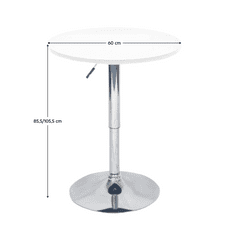 BPS-koupelny Barový stůl s nastavitelnou výškou, bílá, průměr 60 cm, BRANY 2 NEW