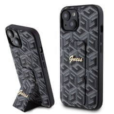 Guess  PU Grip Stand G Cube Zadní Kryt pro iPhone 15 Black