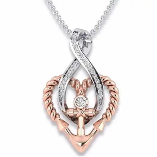 IZMAEL Náhrdelník Heart Anchor-Stříbrná/Zl.Růžová KP28941