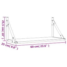 Vidaxl Nástěnné police 2 ks černé 60 x 25 x 25,5 cm kompozitní dřevo