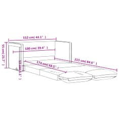 Petromila Podlahová rozkládací pohovka 2v1 krémová 112x174x55 cm koženka