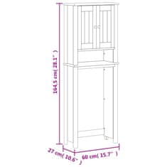 Vidaxl Úložná skříňka nad toaletu BERG bílá 60 x 27 x 164,5 cm dřevo