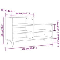 Greatstore Botník kouřový dub 102x36x60 cm kompozitní dřevo