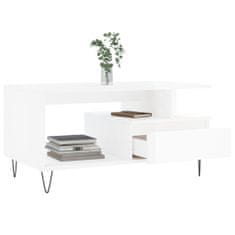 Vidaxl Konferenční stolek lesklý bílý 90x49x45 cm kompozitní dřevo