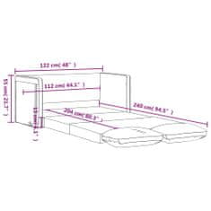 Vidaxl Podlahová rozkládací pohovka 2 v 1 vínová 122x204x55 cm samet