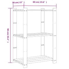 Vidaxl 3patrový úložný regál šedý 60 x 38 x 90 cm masivní borové dřevo