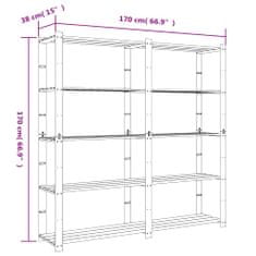 Vidaxl 5patrový úložný regál černý 170x38x170 cm masivní borové dřevo
