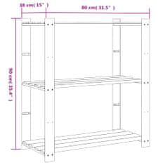 Vidaxl 3patrový úložný regál šedý 80 x 38 x 90 cm masivní borové dřevo