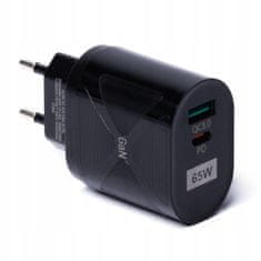 INNA Wozinsky USB + USB-C 65W QC PD nabíječka - GaN, WWCGM1 černá