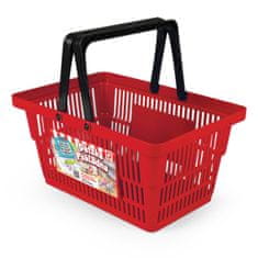 MINI OBCHOD - nákupní košík s doplňky a učením jak nakupovat - červený