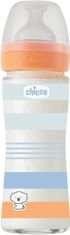 Chicco Láhev kojenecká sklo Well-being silikon 240 ml kluk