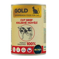 IRONpet Gold Cat Hovězí krájená svalovina, konzerva 400 g