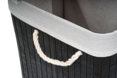 G21 Koš na prádlo 105 l s rozdělovačem, bambusový černý s bílým košem