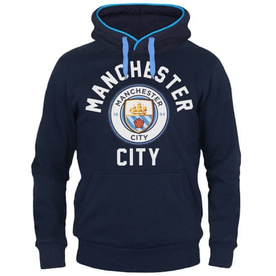 FotbalFans Mikina Manchester City FC, kapuce, tmavě modrá