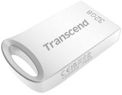 Transcend 32GB JetFlash 710S, USB 3.1 Gen 1 flash disk, malé rozměry, stříbrný kov