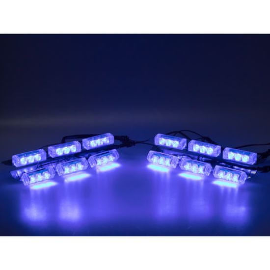 Stualarm PREDATOR LED do mřížky 12V modrý 4 světla 12x165x15mm