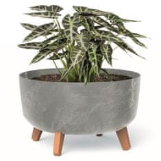 botle Bonsai miska strom mini zahradní květináč na nožičkách květináč D 38 cm světle šedé plastové květináče s vložkou betonový vzhled květináče