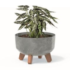 botle Bonsai miska strom mini zahradní květináč na nožičkách květináč D 23,5 cm světle šedé plastové květináče s vložkou betonový vzhled květináče kaktusy