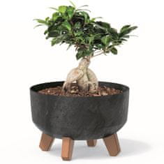 botle Bonsai miska Strom Mini zahradní květináč na nožičkách Květináč D 23,5 cm Antracitové plastové květináče s vložkou Květináče betonového vzhledu