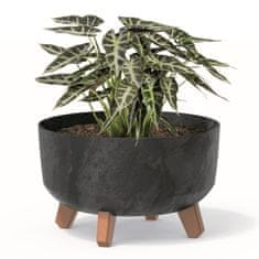 botle Bonsai miska strom mini zahradní květináč na nožičkách květináč D 28,5 cm antracit plastové květináče s vložkou betonový vzhled květináče