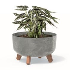 botle Bonsai miska strom mini zahradní květináč na nožičkách květináč D 28,5 cm světle šedé plastové květináče s vložkou betonový vzhled květináče