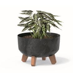 botle Bonsai miska Strom Mini zahradní květináč na nožičkách Květináč D 23,5 cm Antracitové plastové květináče s vložkou Květináče betonového vzhledu