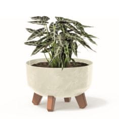botle Bonsai miska strom mini zahradní květináč na nožičkách květináč D 23,5 cm krémové plastové květináče s vložkou betonový vzhled cachepots kaktusy