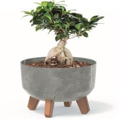 botle Bonsai miska strom mini zahradní květináč na nožičkách květináč D 23,5 cm světle šedé plastové květináče s vložkou betonový vzhled květináče kaktusy